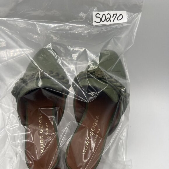 Kurt Geiger London Soho Mule Drench 35.5 Quilted Olive Chain Eagle Head Leather - Picture 13 of 13